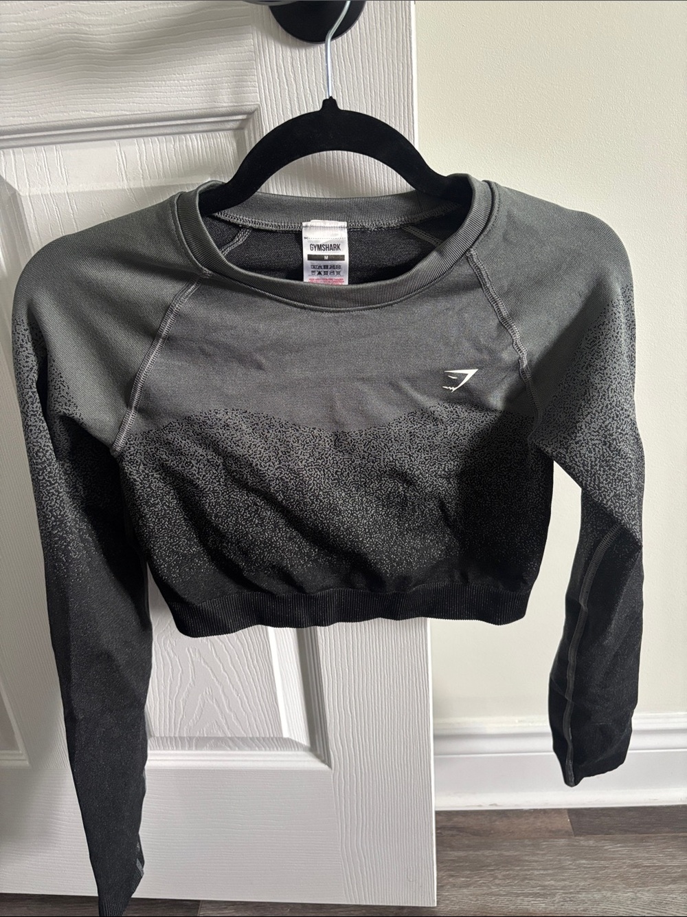 Gymshark Black and Gray Ombre Seamless Long Sleeve Crop Top
